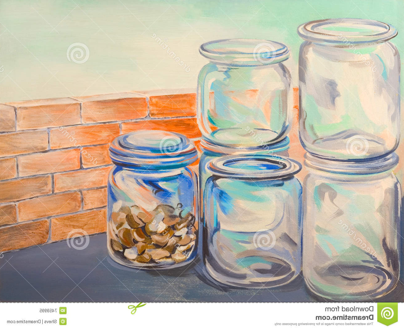 1300x1063 Watercolor Painting Glass Bottles Glass Jars Oil Painting Stock