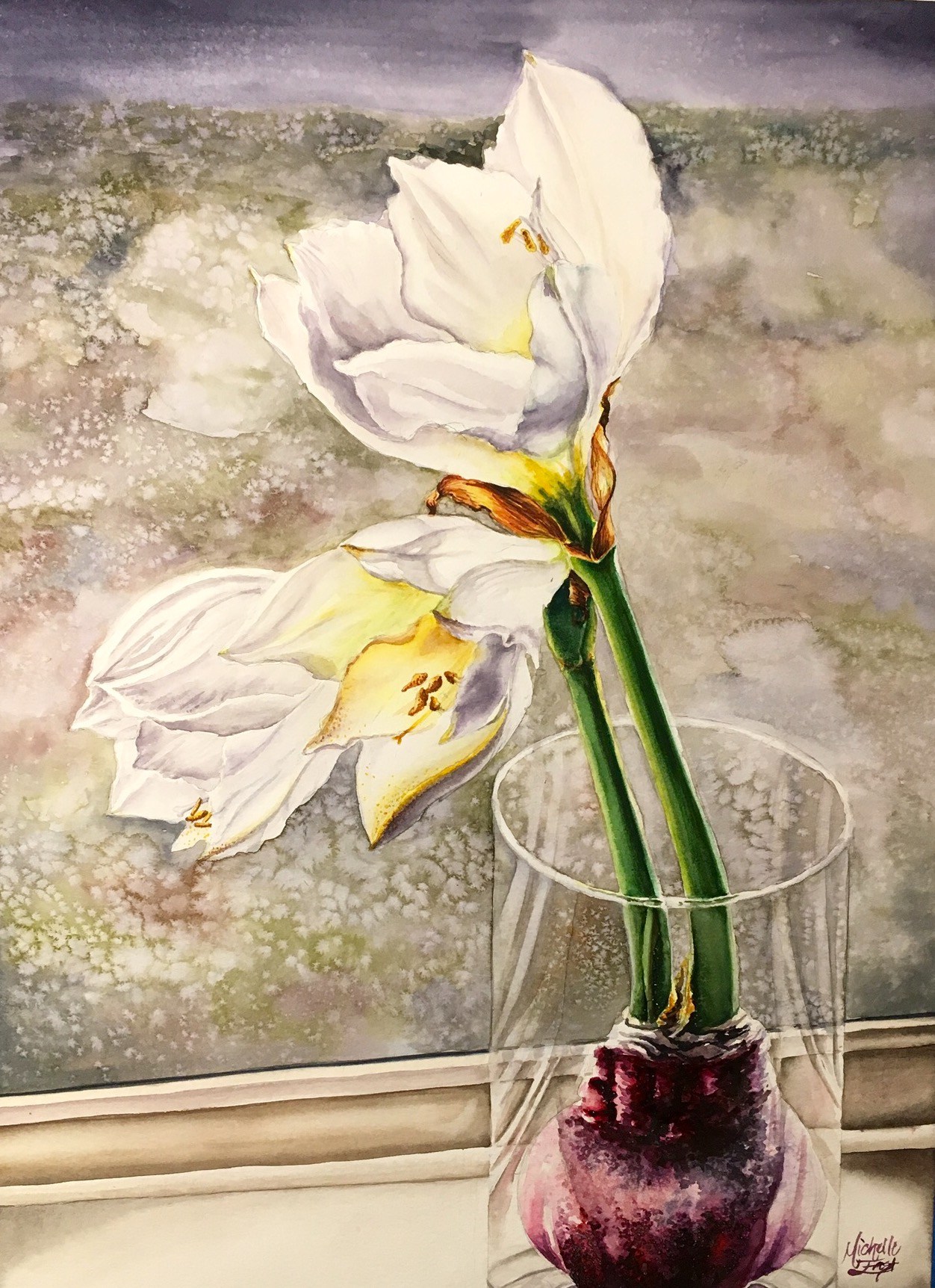 1252x1724 White Amaryllis In Glass Vase
