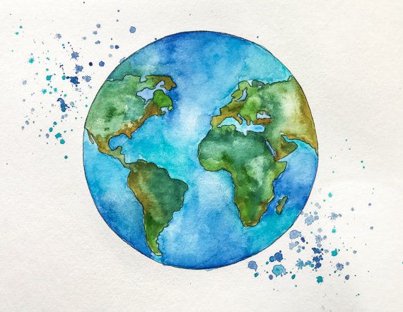 570x442 Globe Art, World Map Art, Watercolor Painting, Travel Illustrator