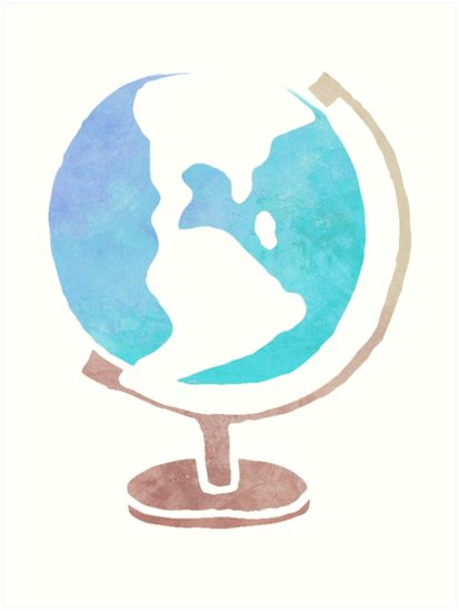 413x549 Simple Watercolor Globe Art Prints By Jay P Redbubble