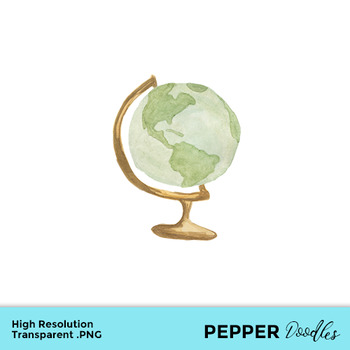 350x350 Watercolor Globe Clipart By Pepper Doodles Teachers Pay Teachers