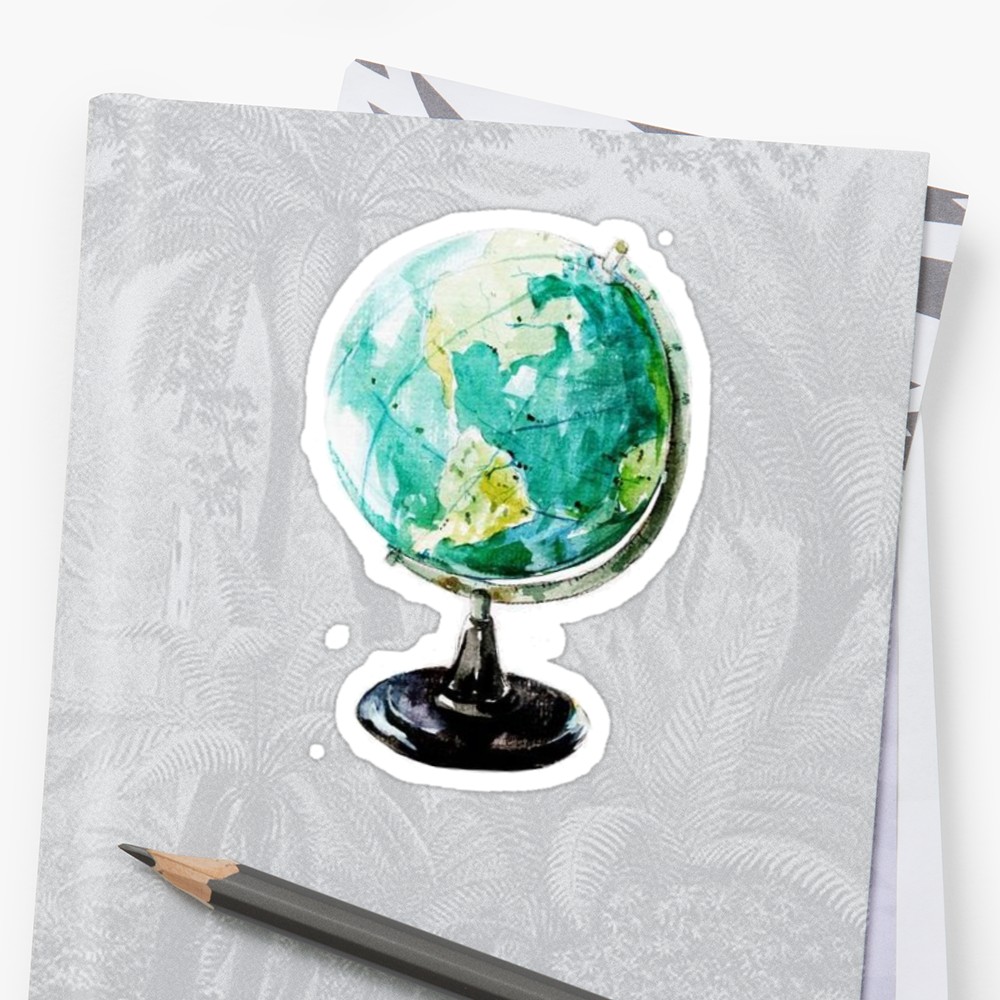 1000x1000 Watercolor Globe World Stickers By Daria Smith Redbubble