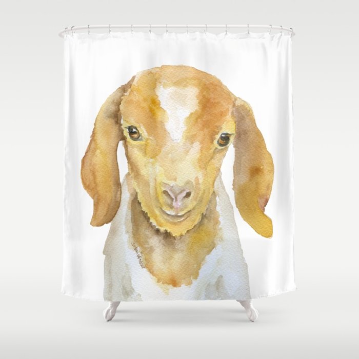 700x700 Nubian Goat Head Watercolor Shower Curtain By Susanwindsor Society6