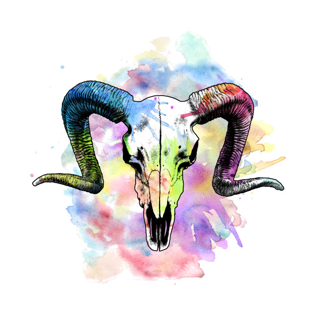 630x630 Watercolor Goat Skull