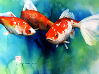320x240 Ninja Woman Watercolor Goldfish A Tutorial