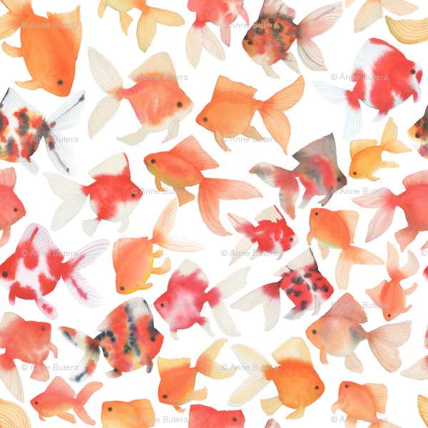 600x600 Watercolor Goldfish Wallpaper