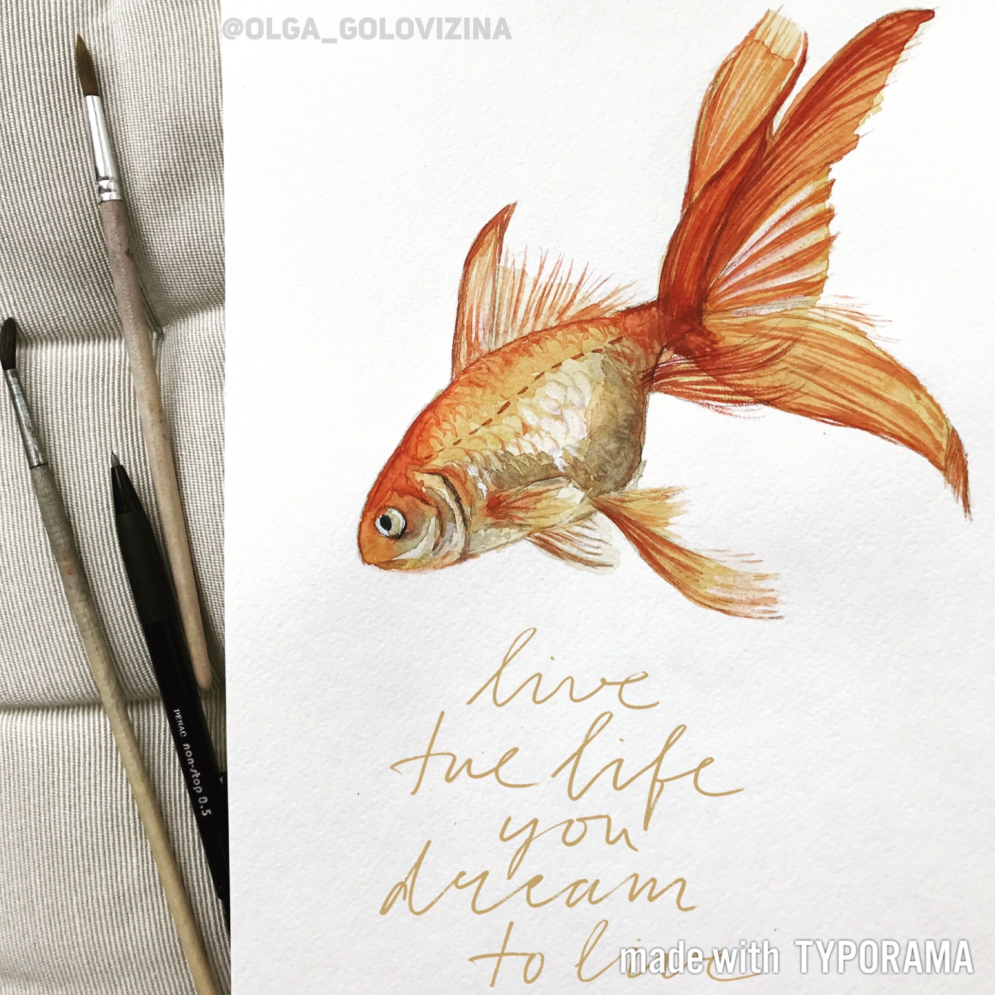 2048x2048 Watercolor Goldfish