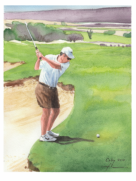453x600 Golfer Watercolor By Mike Theuer Daler Rowney