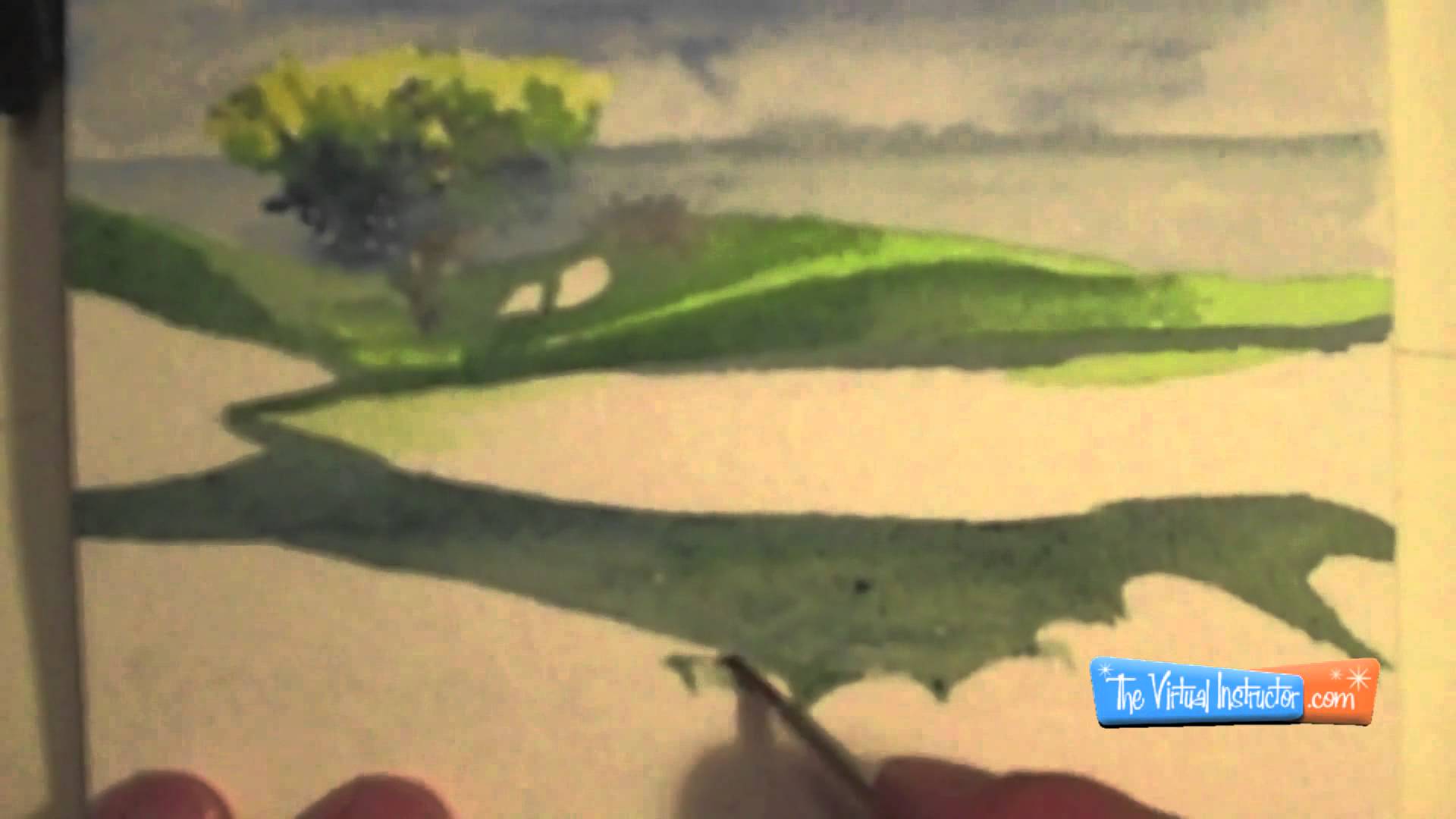 1920x1080 Miniature Watercolor Painting Golf Course