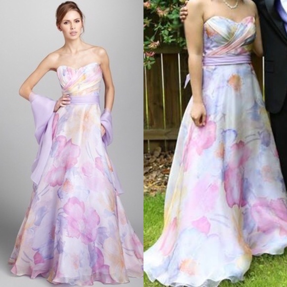 580x580 Theia Dresses Hp Purple Watercolor Floral Prom Dress Poshmark