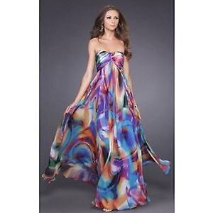 300x300 Unique La Femme Size 8 Watercolor Gownprom Dress, Tie Dye Chiffon