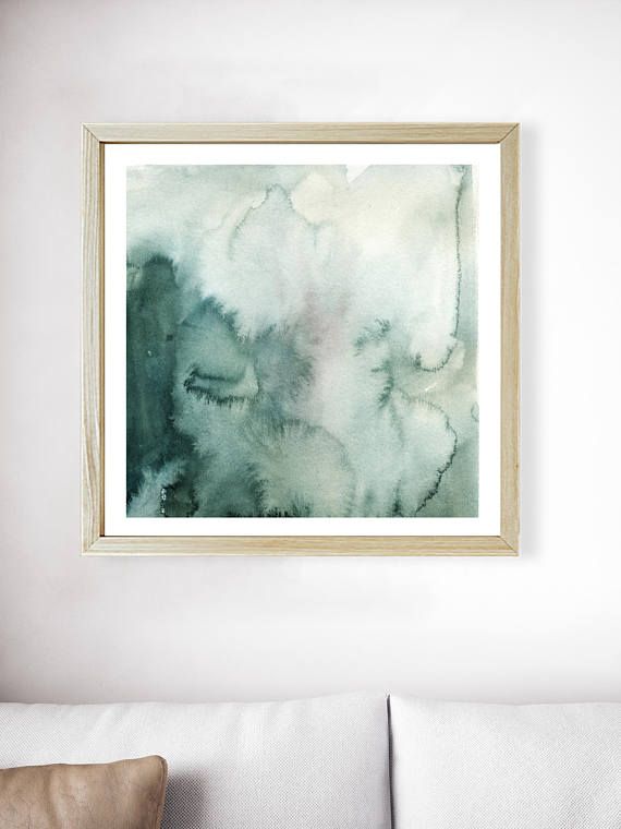 570x760 Green Watercolor Gradient Wash Print Forest Green Print Green