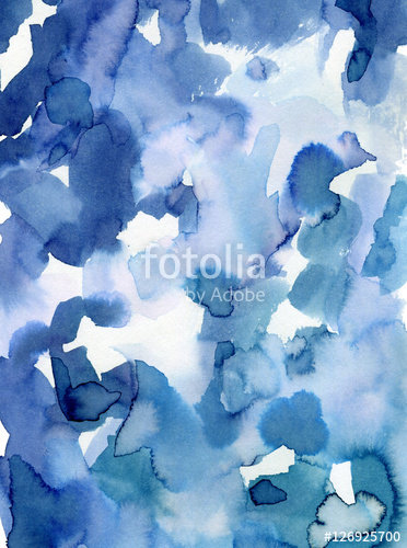 372x500 Surreal Blue Gradient Watercolor Paint Wash On Paper. Abstract