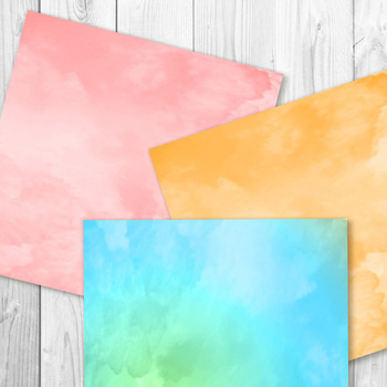 350x350 Watercolor Digital Paper, Watercolor Wash Texture, Painted