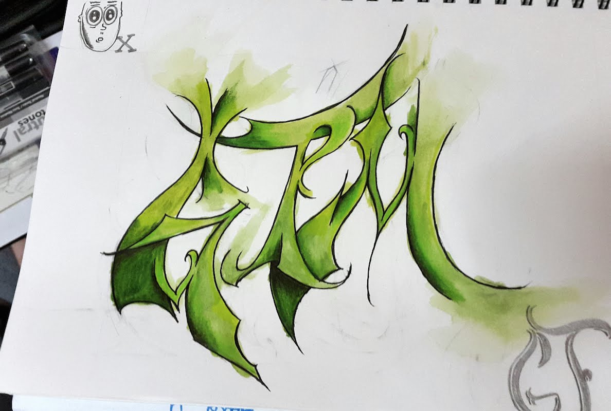 1188x800 Quick Watercolor Graffiti Sketch