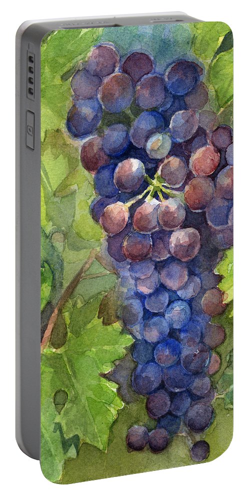 500x993 Watercolor Grapes Painting Portable Battery Charger For Sale By