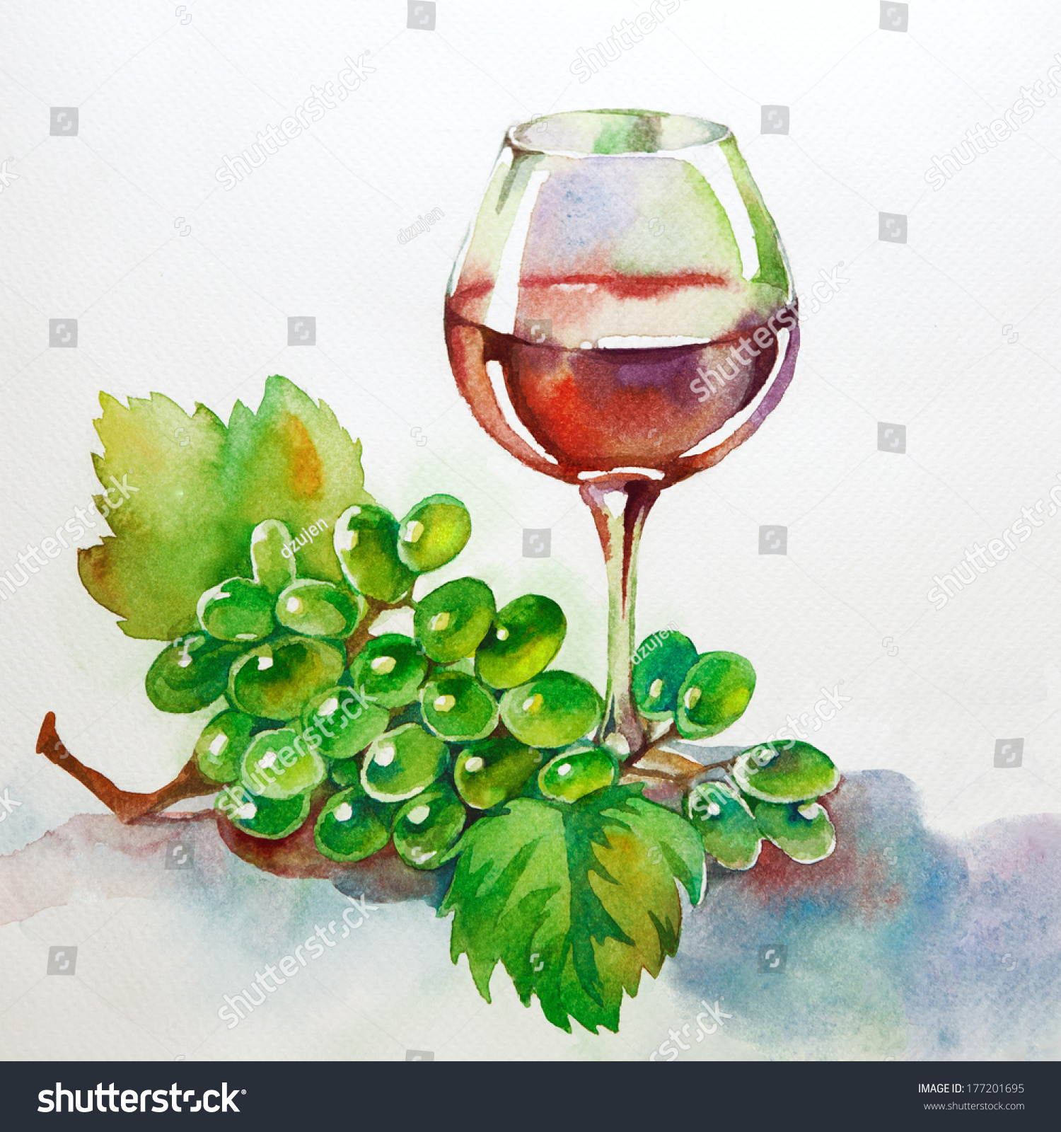 1500x1600 Watercolor Paint On Glass Glass Wine Grapes Watercolor Painting On