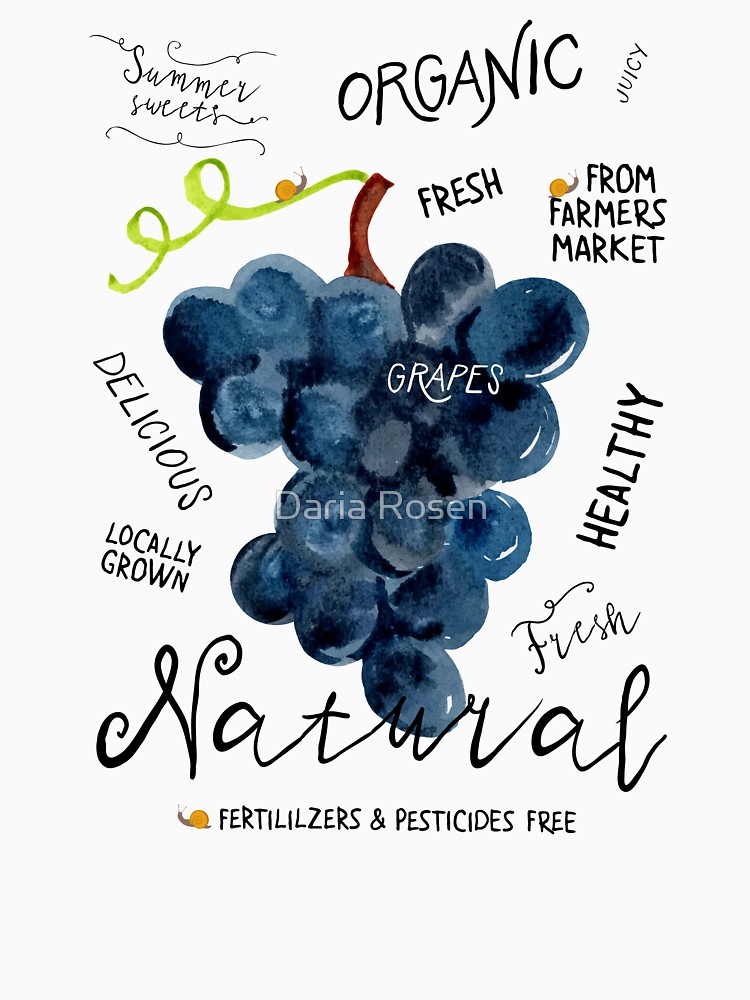 750x1000 Watercolor Grapes Unisex T Shirt By Tukkki Redbubble