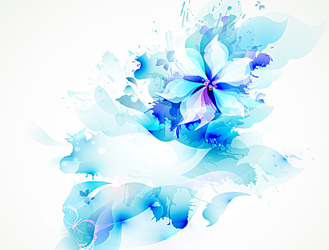 650x494 Vector Blue Floral Watercolor, Blue, Vector, Watercolor Background