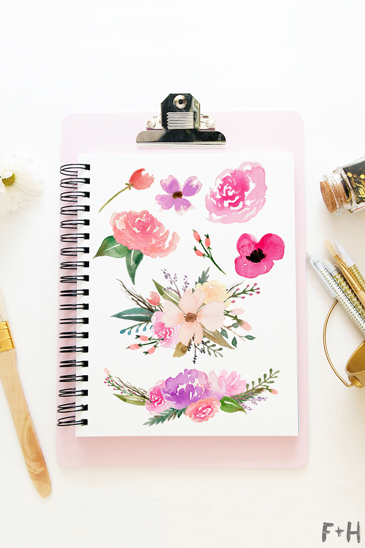710x1065 Free Watercolor Flower Graphics From Fox + Hazel