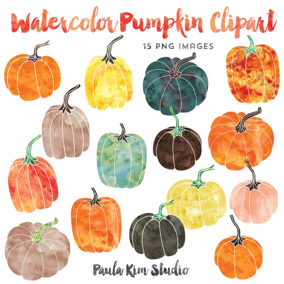 570x570 Watercolor Graphics Pumpkin Clipart Fall Clip Art Instant Etsy