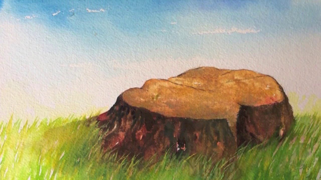 1280x720 Tree Stump Watercolor Tutorial Part 2, How To Paint Fast And Easy