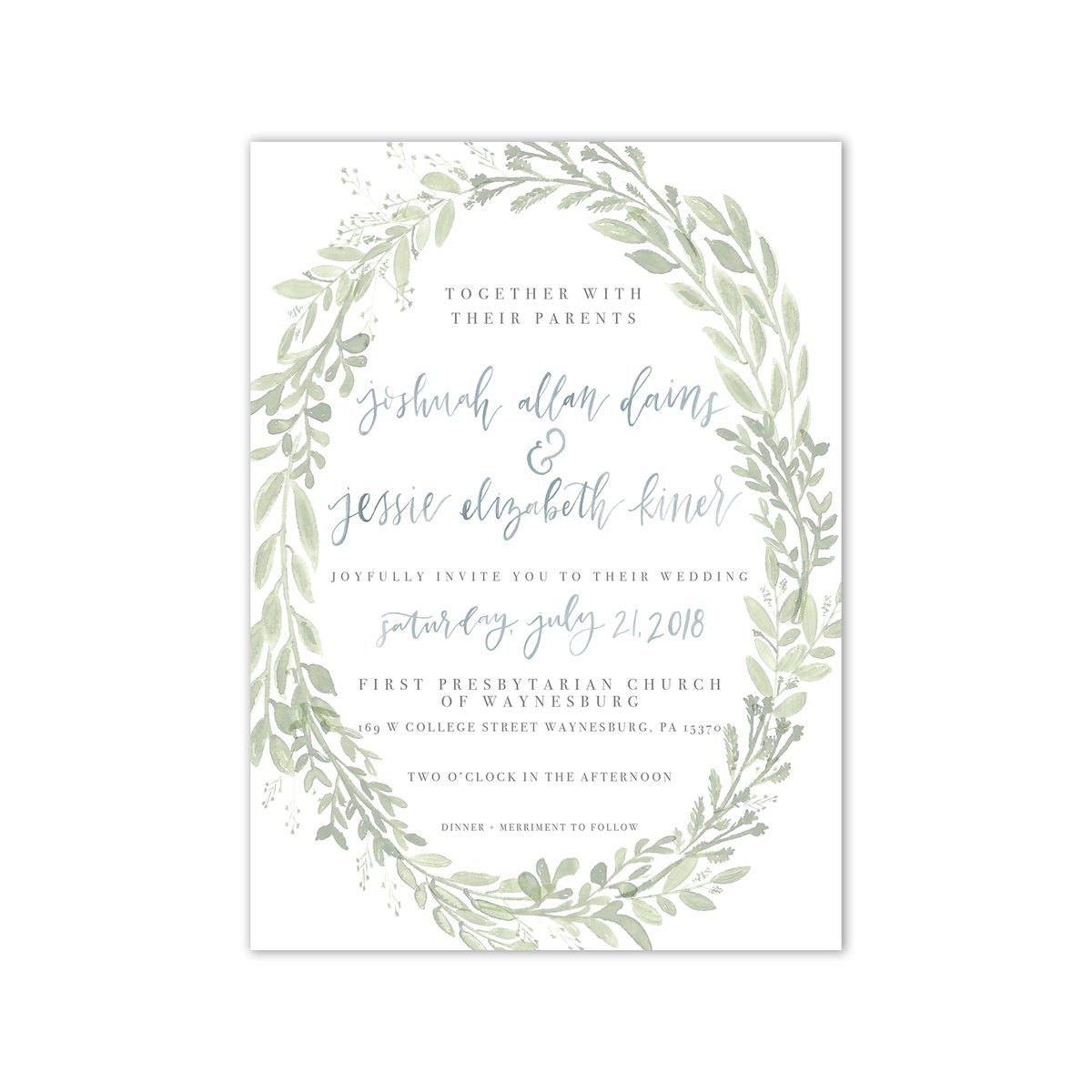 1200x1200 Simple Watercolor Greenery Wedding Invitation Suite Oh Joyful Day