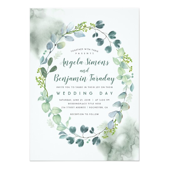 540x540 Watercolor Greenery Elegant Eucalyptus Wedding Invitation