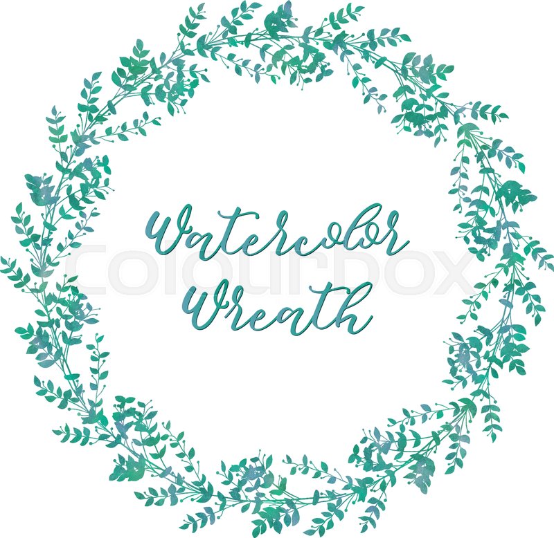 800x778 Drawn Watercolor Greenery Wreath Vector Illustration. Watercolor