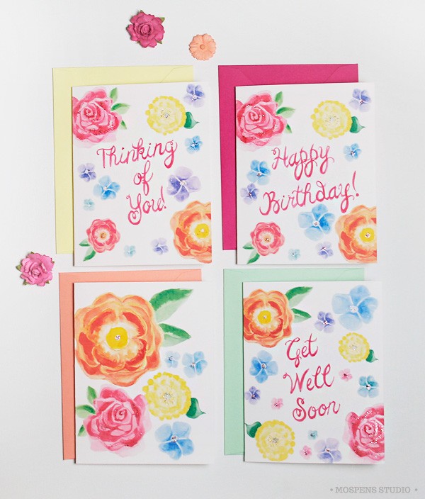 600x704 Greeting Cards Illustrated By Hand Custom Watercolor Invitations