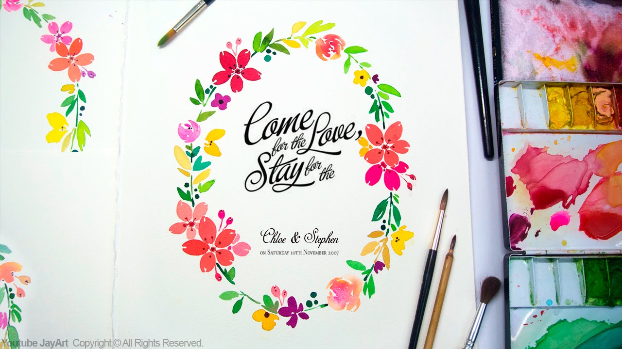 1280x720 Watercolor Wedding Invitation Greeting Card By Jay Art