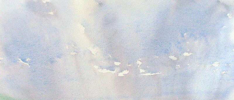 800x342 Underpainting For Watercolor Landscape Of A Mountain Valley Scene