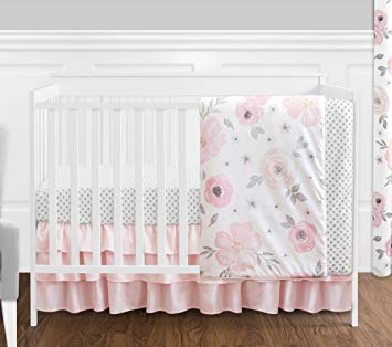 355x314 4 Pc. Blush Pink, Grey And White Watercolor Floral