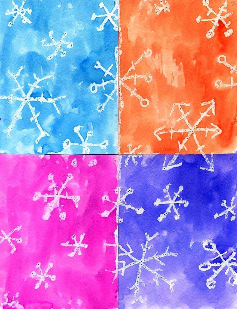 793x1031 Water Painting For Kids New Snowflake Resist Watercolor Grid