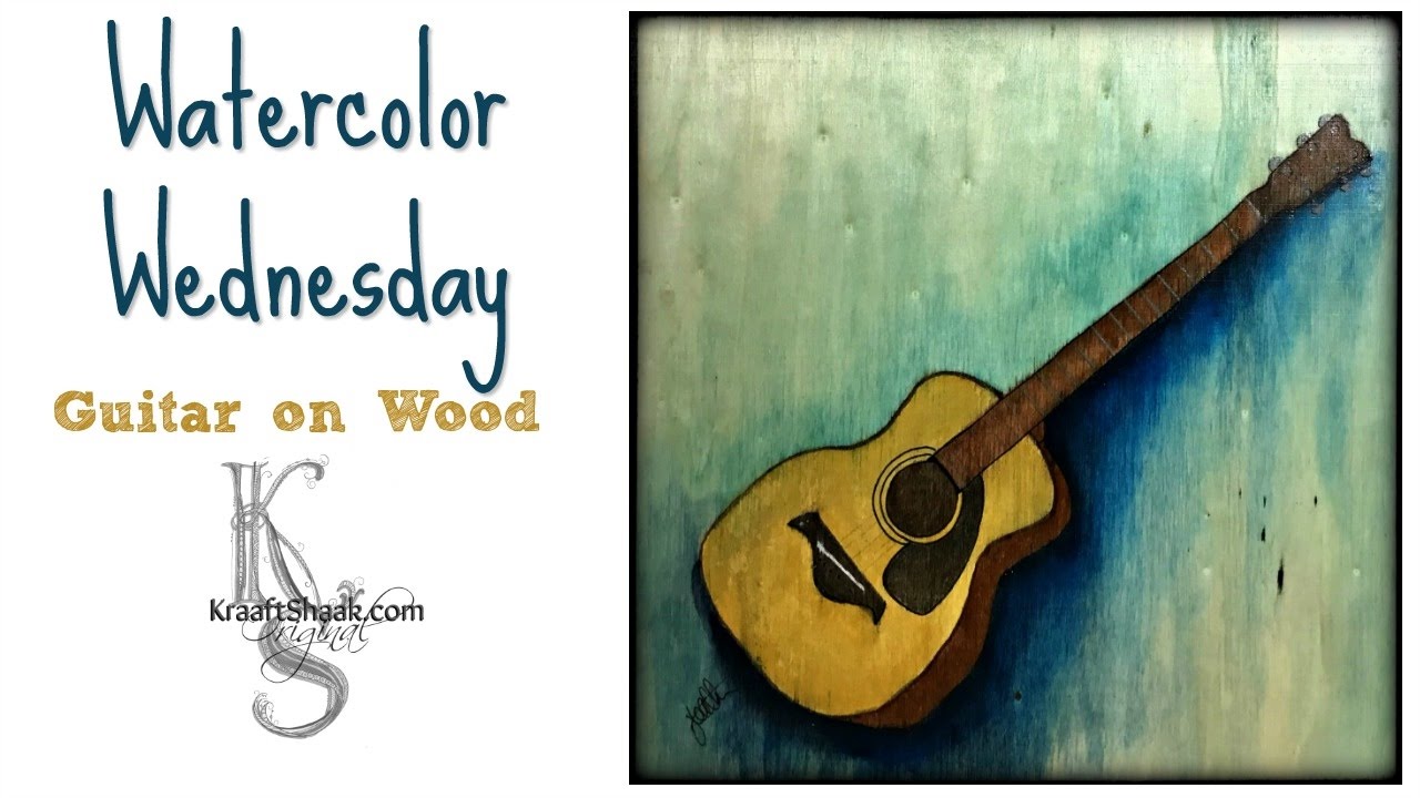 1280x720 Guitar Painted On Raw Wood Watercolor Wednesday