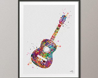 340x270 Guitar Watercolor Etsy