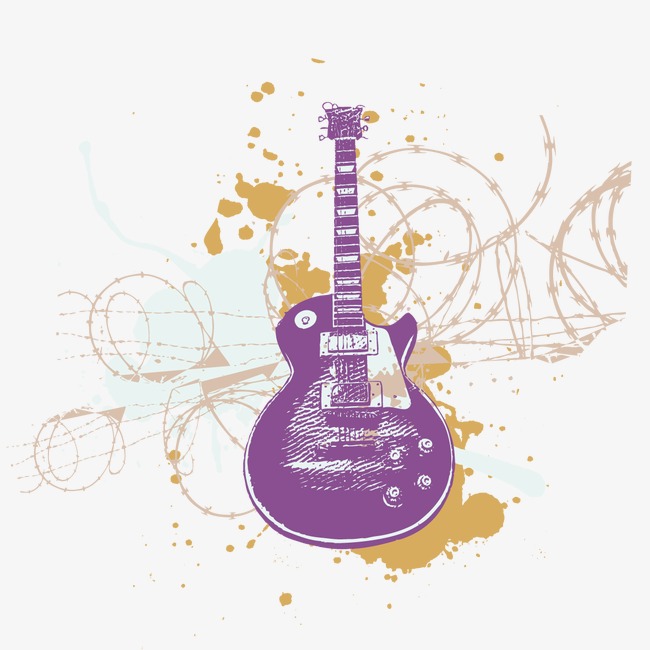 650x650 Vector Purple Guitar And Watercolor, Guitar Vector, Watercolor