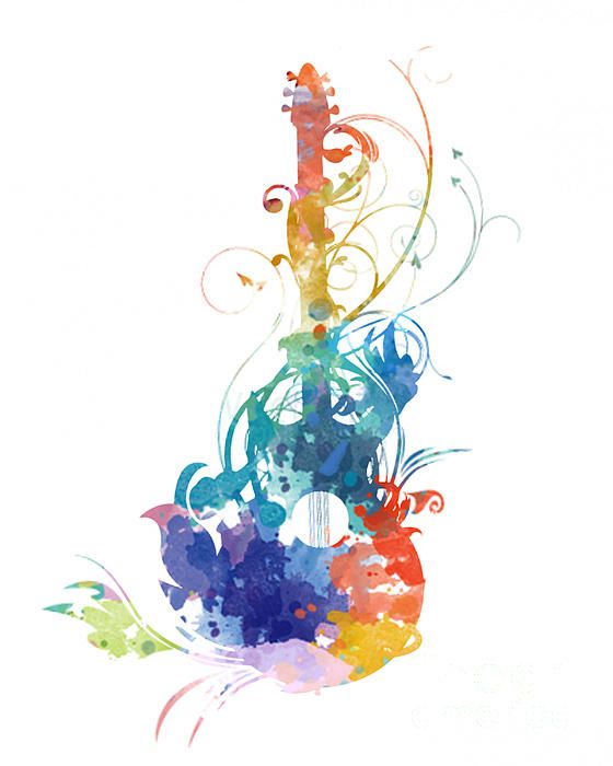 560x700 Watercolor Guitar