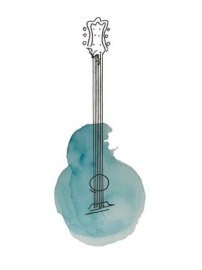 413x550 Watercolor Guitar Posters By Chantal Vollmar Redbubble