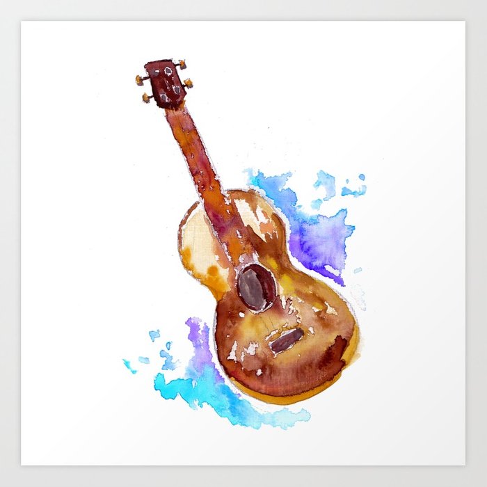 700x700 Watercolor Guitar Art Print By Sumshineco Society6