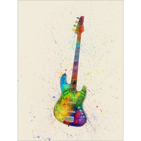 458x458 Electric Bass Guitar Abstract Watercolor Art Canvas Print