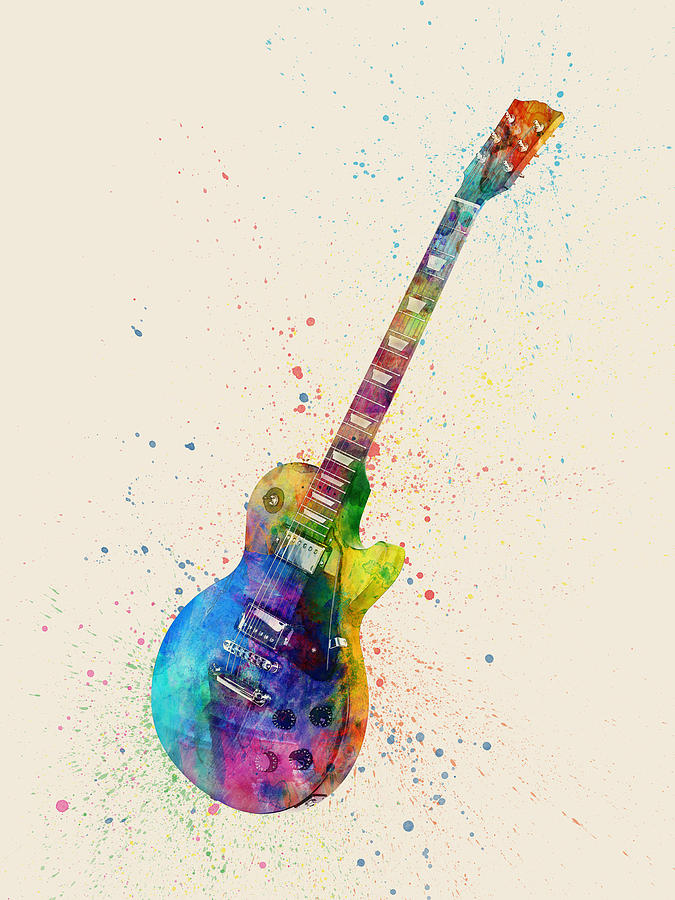 675x900 Electric Guitar Abstract Watercolor Digital Art By Michael Tompsett