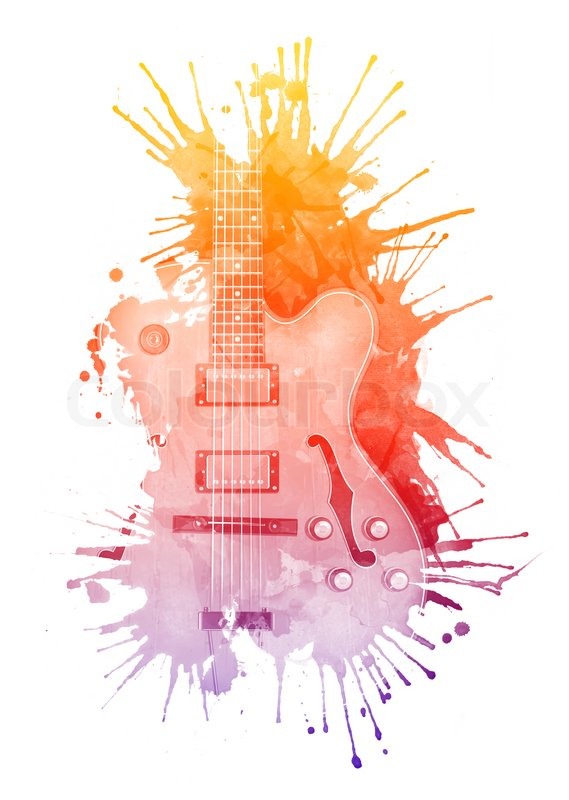 569x800 Electric Guitar In Watercolour Isolated On White Background