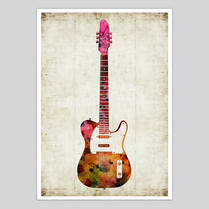 700x700 Guitar Watercolor Print
