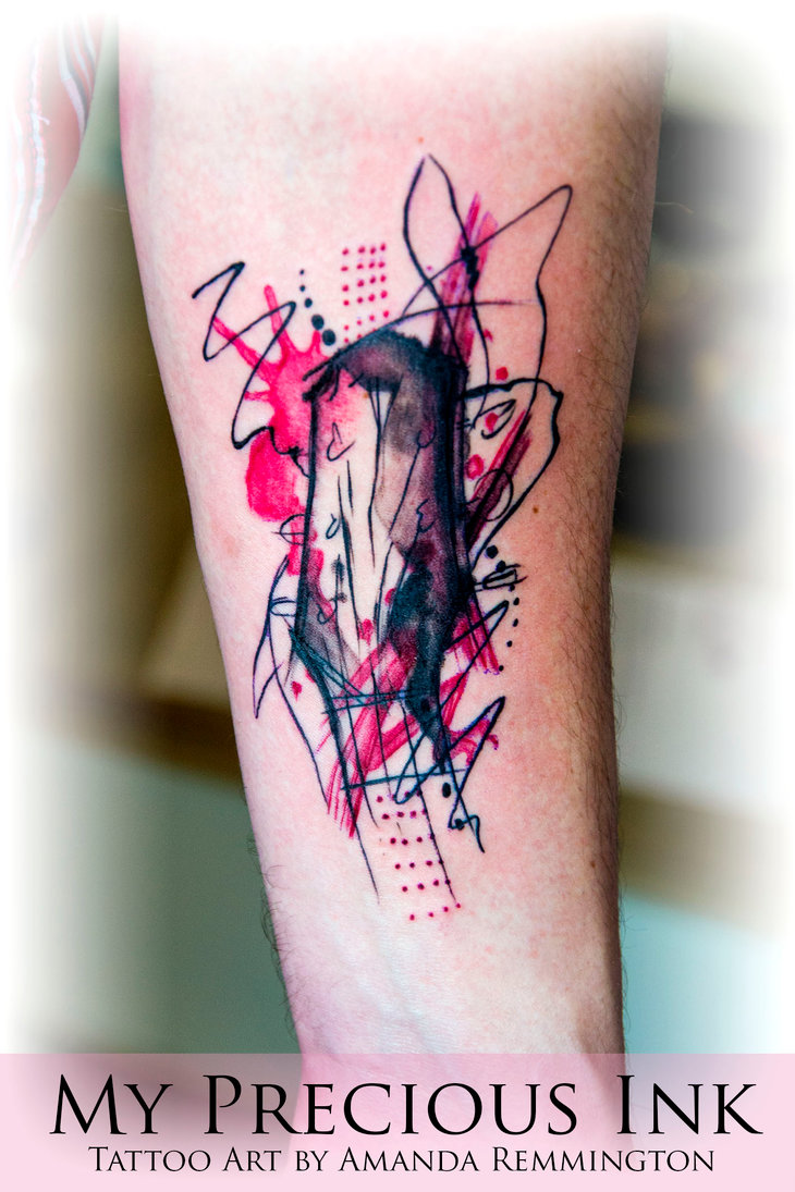 730x1095 Watercolor Guitar Tattoo By Mentjuh