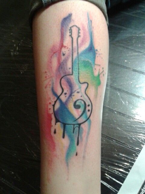 480x640 Watercolor Guitar Tattoo. I Want To Get Something Like This On My