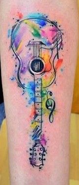 161x375 Beautiful Guitar Down In Water Colors Sweet Ink