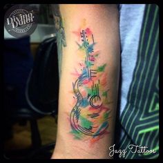 236x236 Black Watercolor Guitar Tattoo