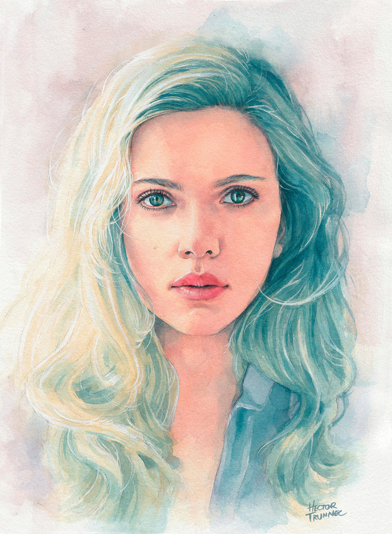766x1042 Scarlett Johansson Watercolor By Trunnec
