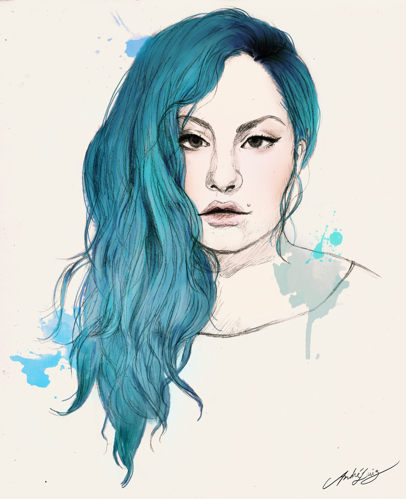 833x1024 Collection Of Watercolor Hair Drawing High Quality, Free